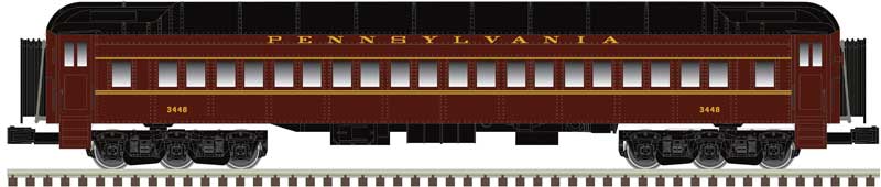 70' Madison Heavyweight 4-Car Set - 3-Rail - Ready to Run -- Pennsylvania Railroad Baggage 6040, Coach 3448, 3466, Obs Duquesne (Tuscan,-1