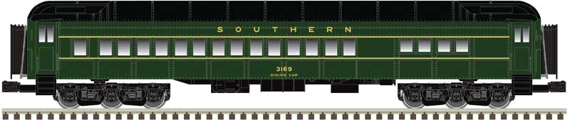 70' Madison Heavyweight Combine and Diner Set - 3-Rail - Ready to Run -- Southern Railway 663, 3169 (green, black)-1