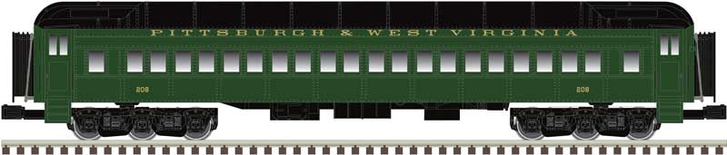 70' Madison Heavyweight 4-Car Set - 3-Rail - Ready to Run -- Pittsburgh & West Virginia Baggage 500, Coach 201, 203, Obs Westmoreland (gr-1