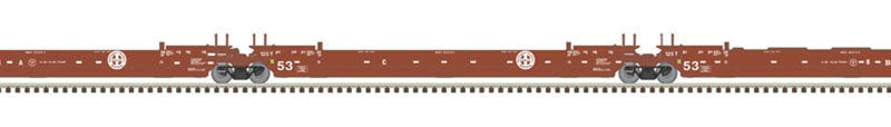 Gunderson Maxi IV 3-Unit Well Car - 3-Rail - Ready to Run - Master(R) -- Burlington Northern Santa Fe 4 (Boxcar Red, Circle-Cross Logo)