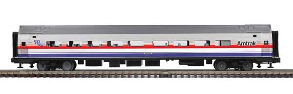 Amfleet(R) 3 Coaches & Cafe - 2-Rail - Ready to Run - Premier -- Amtrak (Fantasy Scheme, 50th Anniversary, Phase III, silver, gray, red, whit