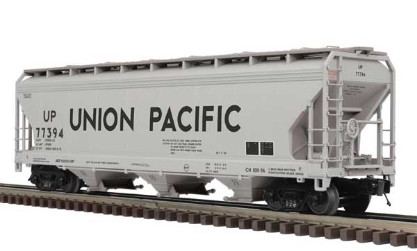 ACF 3-Bay Center-Flow Covered Hopper - 3-Rail - Ready to Run - Premier -- Union Pacific (gray, black)