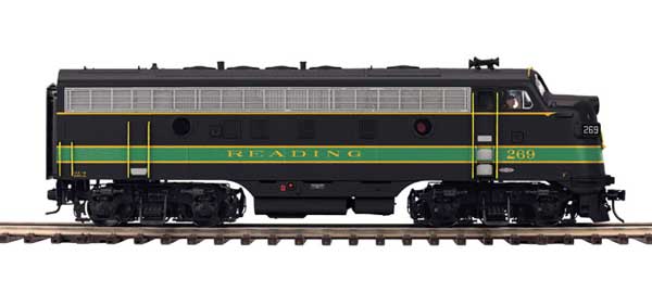 EMD F7A Early Phase I - 3-Rail - Unpowered - Master(R) -- Reading #266A (black, green, yellow)