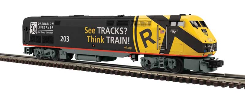 GE P42 Genesis - 3-Rail - Proto-Sound 3.0 - Premier -- Amtrak #203 (Operation Lifesaver 50th Anniversary, black, yellow)