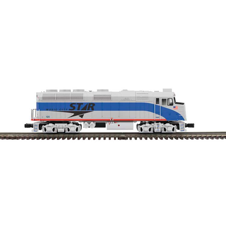 EMD F40PH - 2-Rail - Sound and DCC - Premier -- Nashville Music City Star #120 (silver, blue, red)
