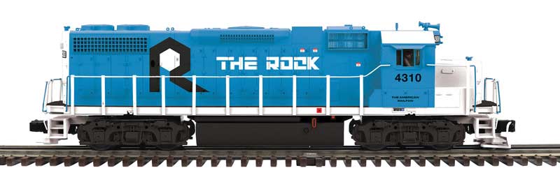 EMD GP38-2 - 3-Rail - DCS and Proto-Sound 3.0 - Premier -- Rock Island Rail #4310 The American Railfan (blue, white, black)