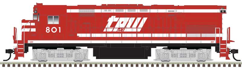 Alco C424 - 2-Rail - Standard DC - Premier -- Toledo, Peoria & Western #801 (red, white, Late Lettering)