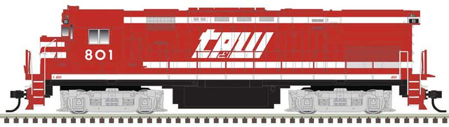 Alco C424 - 2-Rail - Standard DC - Premier -- Toledo, Peoria & Western #801 (red, white, Late Lettering)