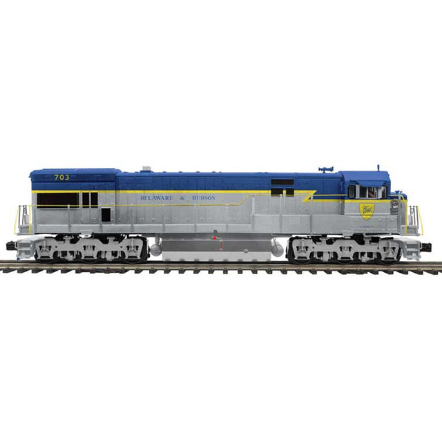 GE U30C - 3-Rail - ProtoSound 3.0 - Premier -- Delaware & Hudson #708 (Lightning Stripe, blue, gray, yellow)