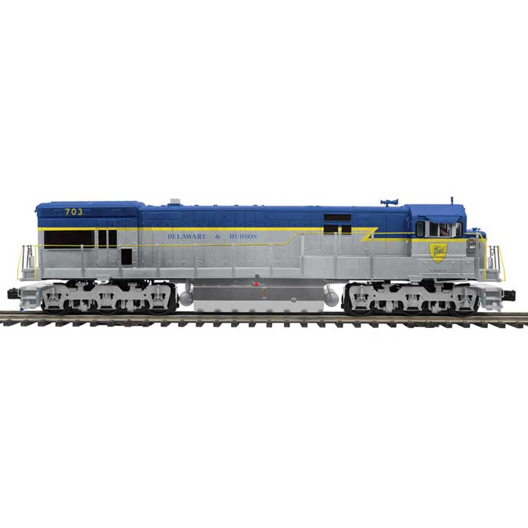 GE U30C - 2-Rail - Sound and DCC - ProtoSound 3.0 - Premier -- Delaware & Hudson #703 (Lightning Stripe, blue, gray, yellow)