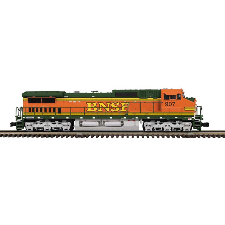 GE Dash 8-40CW - 2-Rail - Sound and DCC - ProtoSound 3.0 - Trainman(TM) -- BNSF Railway #907 (H1, green, orange, yellow, silver)