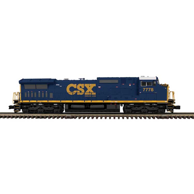 GE Dash 8-40CW - 3-Rail - Conventional Analog - Trainman(TM) -- CSX #7788 (YN3c, blue, yellow, Website Logo)