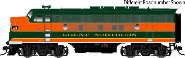 EMD F3A Phase II - 2-Rail w/QSI Sound & DCC - Master(R) Gold -- Great Northern #230 (Omaha Orange, Pullman Green, Serif Lettering)