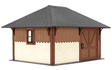 Section House - Kit (Laser-Cut Wood) -- 3 x 4-1/8 x 3-1/4"  7.6 x 10.5 x 8.3cm