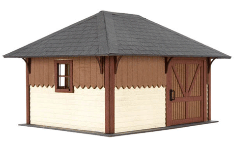 Section House - Kit (Laser-Cut Wood) -- 3 x 4-1/8 x 3-1/4"  7.6 x 10.5 x 8.3cm