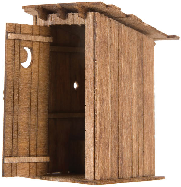 Outhouse - Kit (Laser-Cut Wood) -- 1-1/4 x 1-1/4 x 2-1/2"  3.2 x 3.2 x 6.4cm