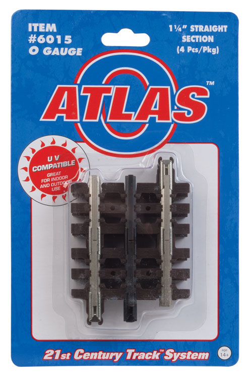 21st Century Track System(TM) Nickel Silver Rail w/Brown Ties - 3-Rail -- Straight - 1-1/4"  3.2cm pkg(4)