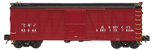 USRA 40' Single-Sheathed Wood Boxcar - 3-Rail - Master(R) - Ready to Run -- Central of New Jersey - Maintenance-of-Way (Red, white)