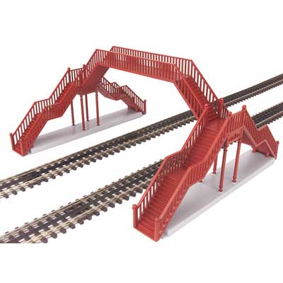 Double-Track Pedestrian Crosswalk Bridge -- Red