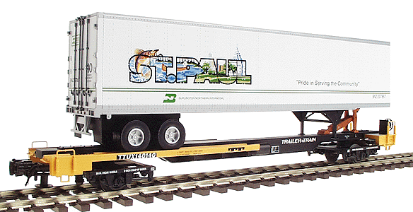 Burlington Northern City Trailers w/Front Runners 3-Rail -- St. Paul