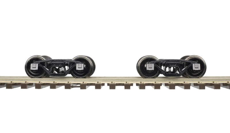 Wagon-Top Boxcar 2-Rail Bettendorf Trucks with Knuckle Coupler -- Compatible with Weaver Rolling Stock 1 Pair