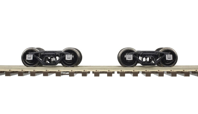 Wagon-Top Boxcar 2-Rail Bettendorf Trucks with Knuckle Coupler -- Compatible with Weaver Rolling Stock 1 Pair