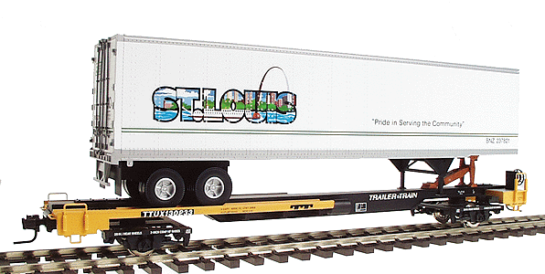Burlington Northern City Trailers w/Front Runners 2-Rail -- St. Louis