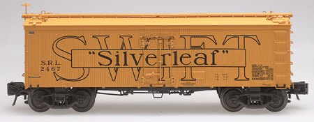 36' Wood Refrigerator Car 3-Rail -- Swift "Premium Ham" #2378, "Silverleaf" #2467