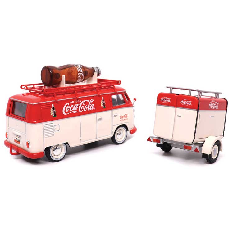1960 Volkswagen Kombi T1 Cargo Van with Trailer - Assembled -- Coca-Cola (white, red)