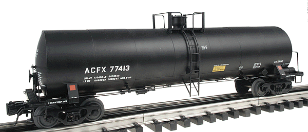 ACF(R) 17,360-Gallon Tank Car 3-Rail -- ACFX (Olin; black, white)