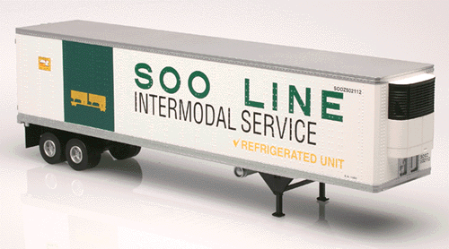 45' Trailer w/Refrigeration Unit -- Soo Line (white, green, yellow)