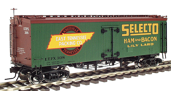 36' Wood Refrigerator Car 2-Rail -- Selecto Ham & Bacon #308, #314