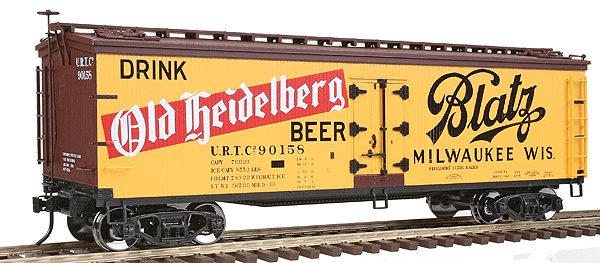 Atlas O Master(R) 40' Wood Billboard Reefer - 2-Rail -- Blatz - Old Heidelberg Beer