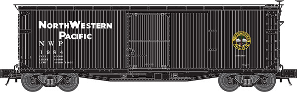 Atlas O Master(R) USRA Double-Sheathed Wood Boxcar - 2-Rail - Ready to Run -- Northwestern Pacific (black, Full Color Logo)