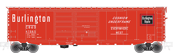 Atlas O Master(R) PS-1 50' Double-Door Boxcar - 2-Rail - Ready to Run -- Chicago, Burlington & Quincy (Chinese Red, Everywhere West Slogan)