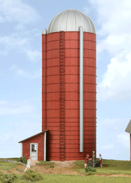 Farm Silo w/Shed - LASERkit(R) -- Laser-Cut Wood Kit - 4 x 3 x 8-1/2"  10.2 x 7.6 x 21.6cm