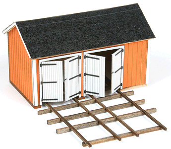 LASERkit(R) Cullen Handcar Shed - Kit (Laser-Cut Wood) -- 3-1/8 x 1-3/4 x 2"  7.9 x 4.5 x 5.1cm