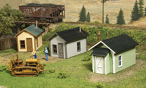 Miner's Cabin; Laser-Cut Wood Kit pkg(3) -- Each: 2-3/4 x 1-1/2 x 1-3/4"  6.9 x 3.8 x 4.4cm (Includes Shed)