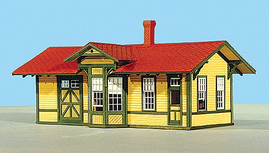 Atchison, Topeka & Santa Fe #1 Standard Depot (Laser-Cut Wood Kit) -- 5-1/2 x 2-1/4 x 2-1/2"  14 x 5.7 x 6.4cm