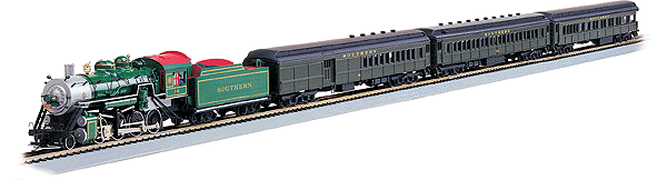Steam Passenger - Explorer Set -- SOU Nickel Silver EZ-Track w/Gray Roadbed, Magnum Power Pack, 2-8-0, 3 Cars