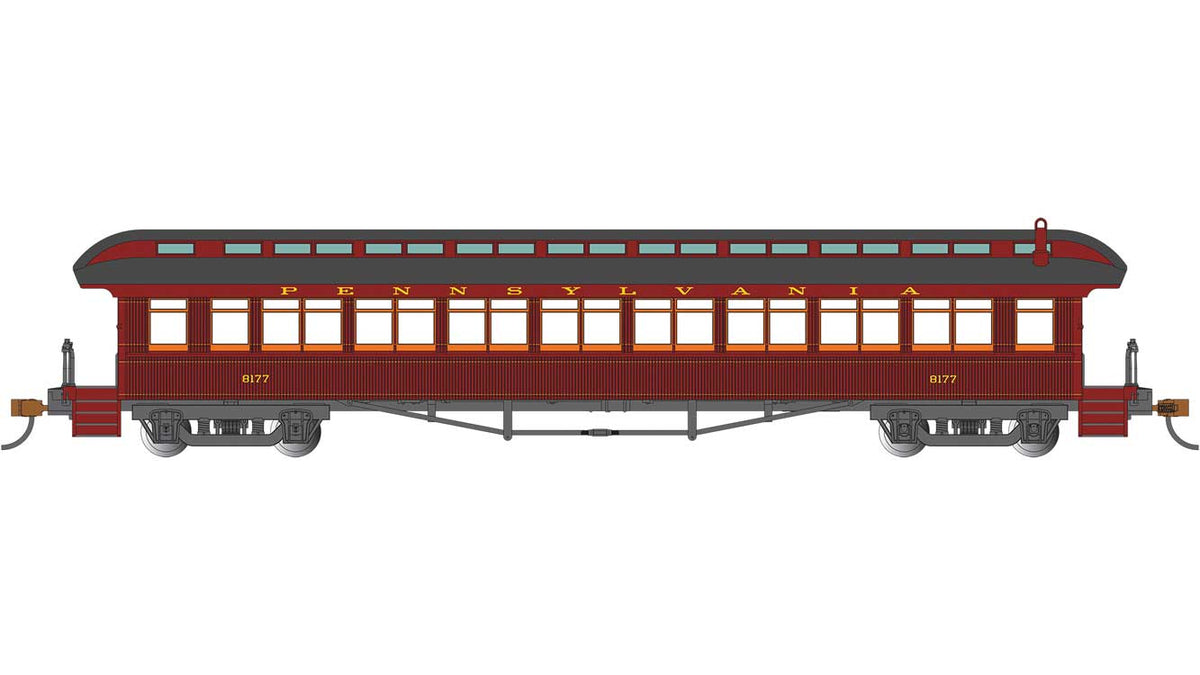 1900s-Era 60' Passenger Car - Ready to Run -- Pennsylvania Railroad #8177