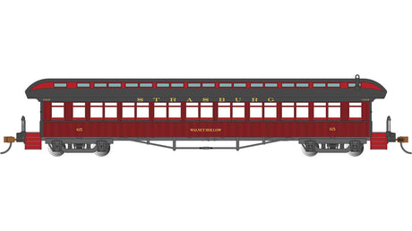 1900s-Era 60' Passenger Car - Ready to Run -- Strasburg Rail Road #65 Walnut Hollow