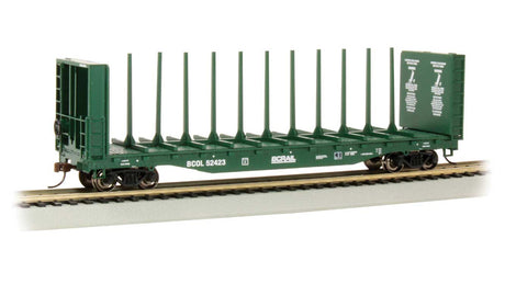 52' Centerbeam Bulkhead Flatcar - Ready to Run -- BC Rail #52423 (green)