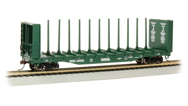 52' Centerbeam Bulkhead Flatcar - Ready to Run -- BC Rail #52423 (green)