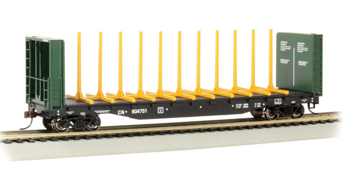 52' Centerbeam Bulkhead Flatcar - Ready to Run -- Canadian National #60472 (black)