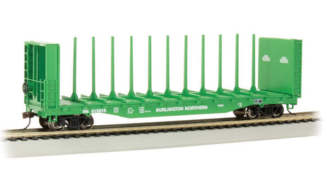 52' Centerbeam Bulkhead Flatcar - Ready to Run -- Burlington Northern #615816 (Cascade Green, white)