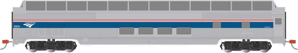 Budd 85' Full-Length Dome with Lights - Ready to Run - Silver Series(R) -- Amtrak (Phase VI; silver, blue, red, white; Travelscape Logo)