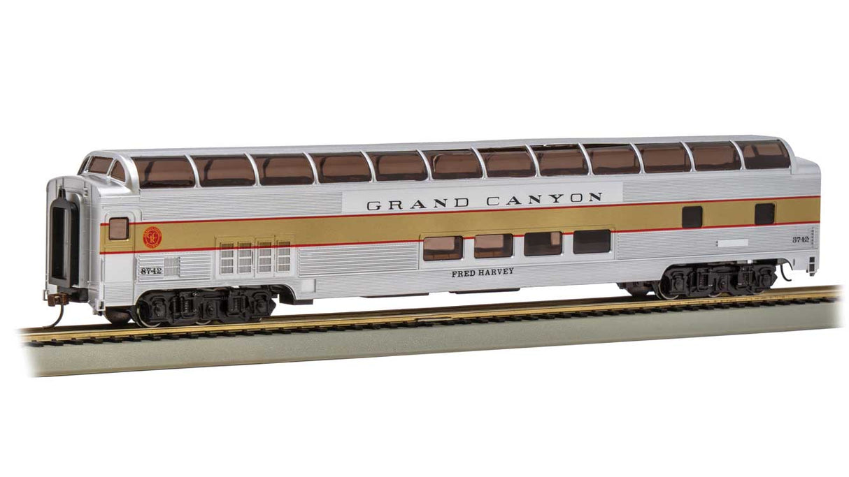 Budd 85' Full-Length Dome with Lights - Ready to Run - Silver Series(R) -- Grand Canyon Railway #8742 Fred Harvey (silver, gold)