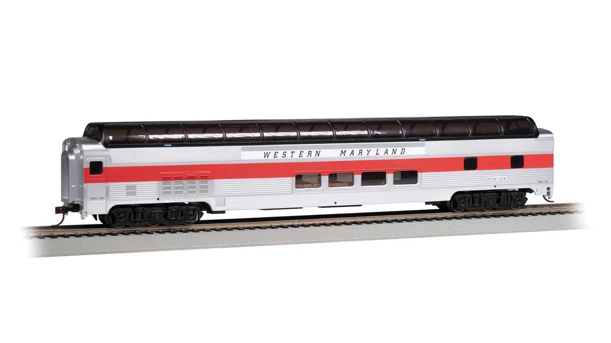 Budd 85' Full-Length Dome with Lights - Ready to Run - Silver Series(R) -- Western Maryland Scenic Railway #1391 Ocean View (silver, red, white, black)
