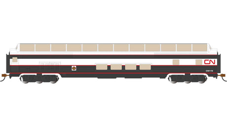 Budd 85' Full-Length Dome with Lights - Ready to Run - Silver Series(R) -- Canadian National #119 (black, white, Noodle Logo)